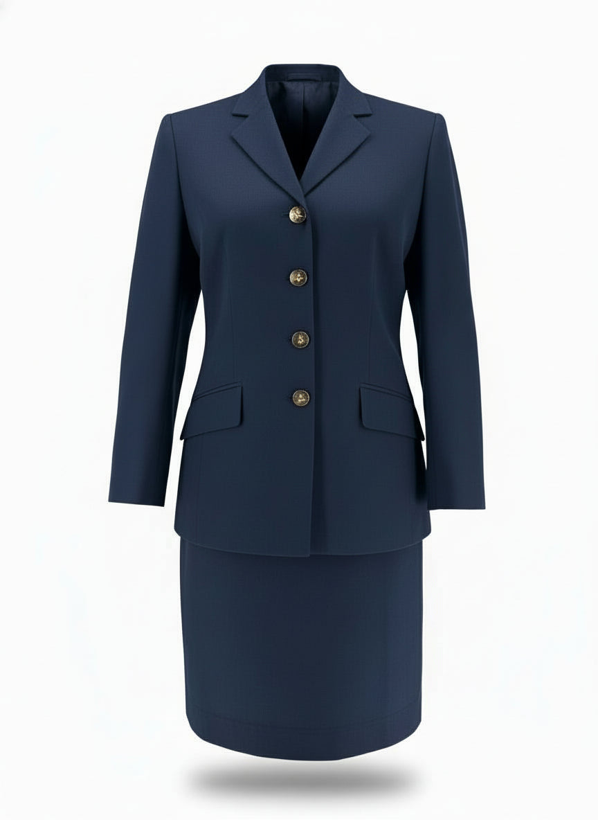 Navy blue master guide uniform on a white background